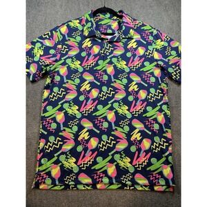 Chubbies Men's The Backhand Winner Performance Polo Pickleball Navy Neon Size L